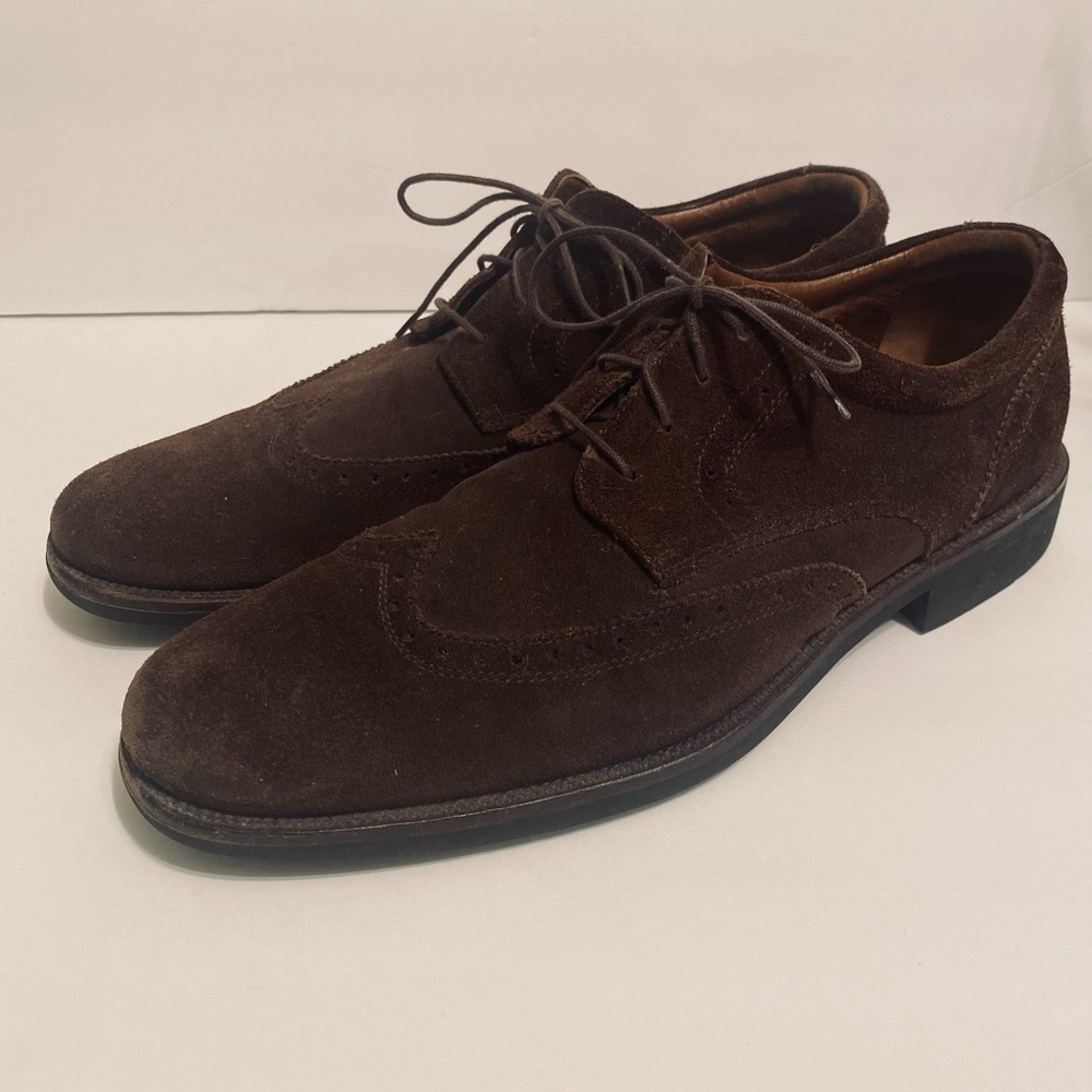 Johnston & Murphy brown suede derby style shoes Size 13, dark brown wingtip shoe